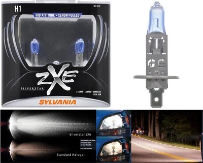 Lâmpada de cabeça Sylvania Silverstar ZXE H1 55W duas lâmpadas feixe baixo upgrade substituição - Imagem 1 de 4