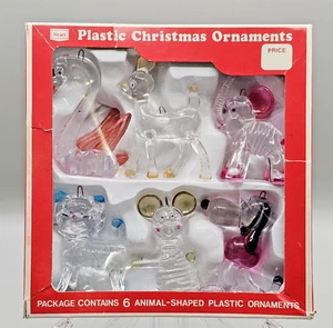 Kunststoff Weihnachten Tier Ornamente Vintage Made in Hong Kong für Sears hat Box - Bild 1 von 14