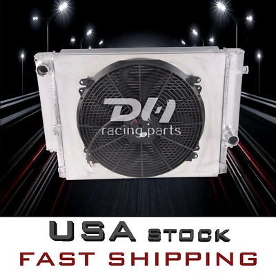 Radiador de aluminio 2 filas + cubierta ventilador 16" ajuste 1992-99 BMW E36 320i 323i 325i 328i MT Foto 1 de 4