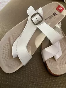 White Mountain Womens Carly Leather Open Toe Casual Slide Sandals NEW - Picture 1 of 3