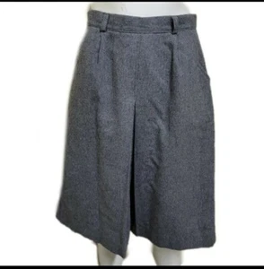 Vintage Skirt School Girl Uniform Grey Pleated Long Length - Picture 1 of 8