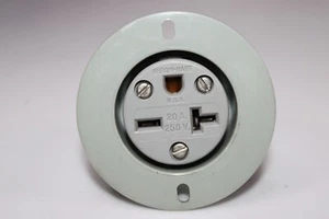 ARROW HART 5879-C-20A FLANGED OUTLET 250V 2P 3W GRO 947B UL GRAY - Picture 1 of 2