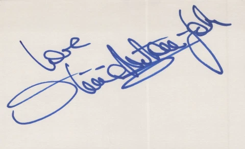 Olivia Newton-John signed 3x5 index card Vintage Cover