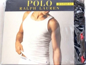 3 BLACK POLO RALPH LAUREN 100% COTTON TANKS T-SHIRTS UNDERSHIRTS S M L XL XXL - Picture 1 of 5