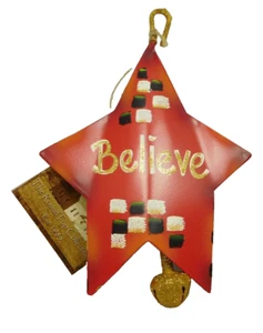 Estrella "Believe" con adorno de campana - Nueva por Round Top #C7144A - Imagen 1 de 4