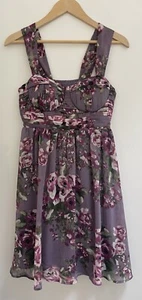 Candie's Womens Juniors Floral Shirred Lined 100% Polyester Sleeveless Dress M - Picture 1 of 7