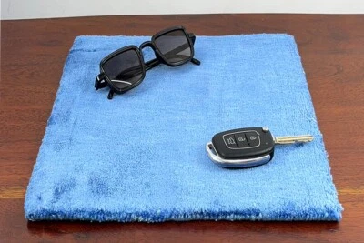 Indien Viscose Blue Rugs Hand Tufted Kitchen Solid Accent Table Mats Placemats - Image 1 of 4