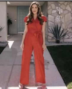 Gal Meets Glam Red Camille Jumpsuit Size 4 Small S New NWT Cotton Gorgeous - Picture 1 of 5