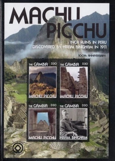 GAMBIA Inca Ruins in Machu Picchu MNH souvenir sheet - Image 1 of 1