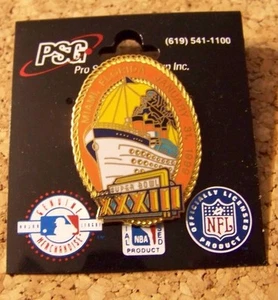 SB Super Bowl XXXIII 33 logo cruise ship lapel pin NFL Broncos Falcons AIBM - Picture 1 of 3