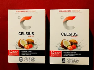 (2) New Boxes CELSIUS On-The-Go Powder Stick Energy Packs/Strawberry Coconut - Picture 1 of 1