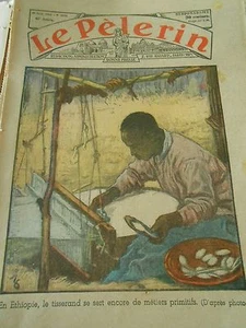 En Ethiopie le tisserand se sert encore de métiers primitifs Print 1935 - Picture 1 of 1