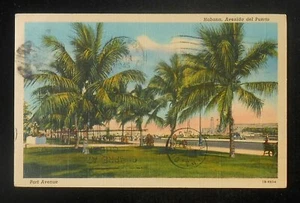 1945 Cartolina Avenida del Puerto Port Avenue Habana Cuba La Habana Co - Foto 1 di 1