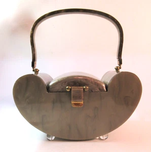 Cartera Lucite Lewsid Jewel de Colección por Llewelyn NYC Escultura Gris Marbelizado - Imagen 1 de 14