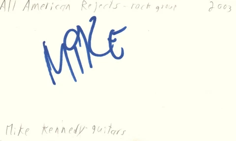 Mike Kennedy Guitarist All American Rejects Rock Band Signed Index Card JSA COA Cover