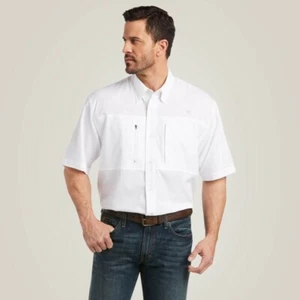 Ariat VentTEK White Classic Fit Short Sleeve Button Up Shirt Men's SMALL NWT - Picture 1 of 12