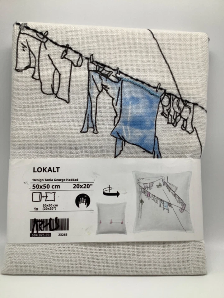 Set of 2 - Ikea Lokalt 20x20" Cushion Cover White Pink/Handmade 504.925.09
