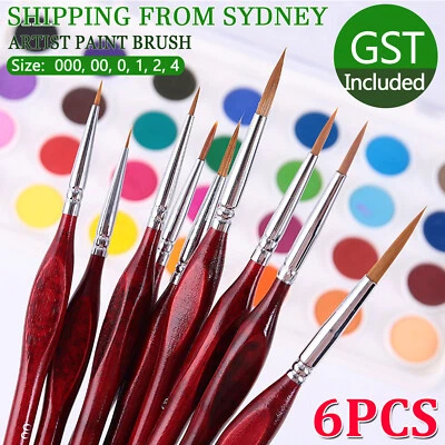 6X Artist Paint Brush Sable Hair Detail Miniature Brush Painting Brushes Set AUS - image 1 of 4