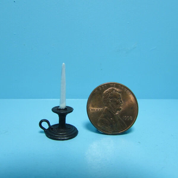 HANDLEY Dollhouse Miniature Chamber Candle with Black Base Holder IS0919-1