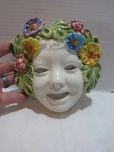SCULTURA DA PARETE VINTAGE ANTICA SIENA CERAMICA/PORCELLANA 4 STAGIONI MASCHERA PRIMAVERA 7" - Foto 1 di 10