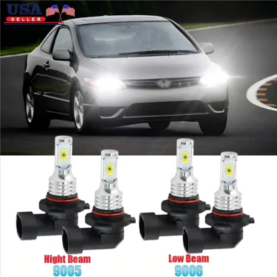 Faros LED 4x bombilla luz alta baja para Honda Civic 2006 2007 2008 2009 2010 2011 Foto 1 de 4