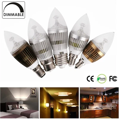 Dimmable LED Chandelier Candle Light Bulb E27 B15 E14 SES B22 BC 6W 8W 10W Lamp - Image 1 of 4