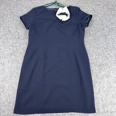 Worthington Dress Womens 18 Navy Blue Short Sleeve Floral Applique Sheath Career - Image 1 of 4