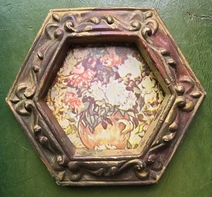 Vintage Blumen Kunstdruck 5" gerahmt Wohndeko kleine Blumen in Vase - Bild 1 von 5