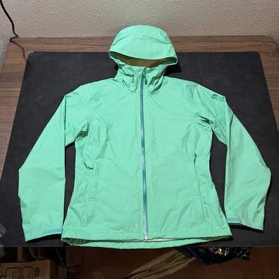 Mountain Hardwear Jacket Womens Medium Mint Green Hooded Shell Rain Hiking - Image 1 of 4