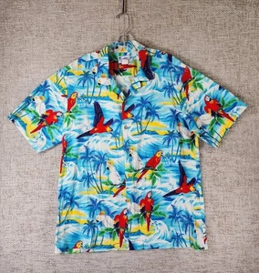 Hawaii Vintage Papagei Hawaiihemd Herren XL Bunt Kurzarm Baumwolle USA - Bild 1 von 10