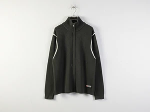 Vintage Diesel 100% Wool Sweater M 90s Y2K Full Zip Cardigan Mock Neck Ribbed - Picture 1 of 11