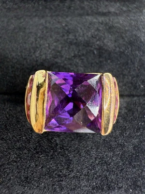 Purple & Pink Sapphire 925 Sterling Silver Gold Plated Ring Size 5 - Image 1 of 4