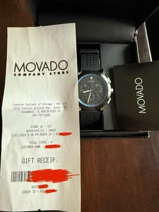 GENUINE Movado Signature Sport Chronograph Watch 44mm Black Blue Border 0607915 - Picture 1 of 9
