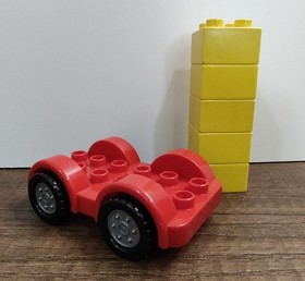 LEGO Duplo Lot Red Car Base 2 x 6 Five 2x2 Yellow Building Bricks B17 