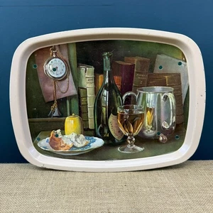 VINTAGE STILLLEBEN GEMÄLDE DESIGN KLAPPBAR METALL BETT SCHOSS TABLETT TISCH 44,5cm - Bild 1 von 14