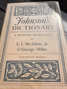 Johnson’s Dictionary A Modern Selection E.l. McAdam & George Milne 1963 Pantheon - Picture 1 of 18