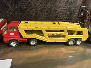 Vintage Tonka Pressed Steel Red And Yellow Car Carrier - Picture 1 of 8