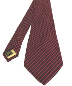 Donald J Trump Long Red Black Striped Tie Silk Signature Gold Bar Collection - Picture 1 of 7
