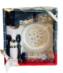 Baltimore Ravens NFL Newborn Baby Necessities Gift Set Bottle Bib Bowl Sippy Cup - Picture 1 of 19