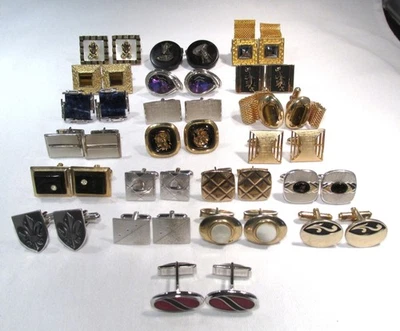 Vintage Cufflinks Lot of 21 Pairs Silver Tone Gold Tone & Sterling ETC10716 - Image 1 of 4