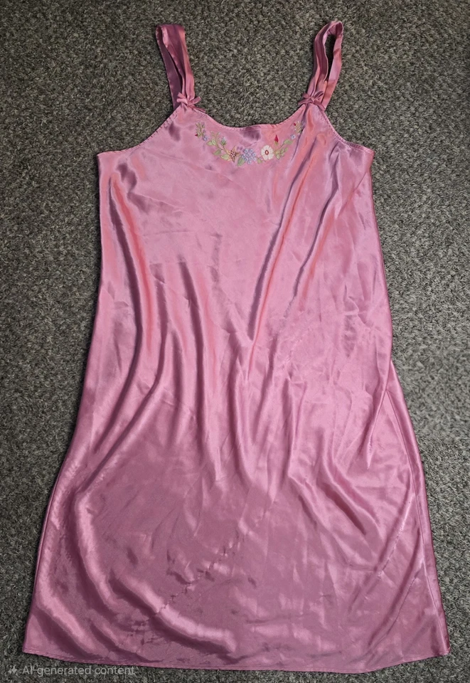Camisón de encaje rosa satinado largo vintage PINK-K para mujer 2XL Foto 1 de 4
