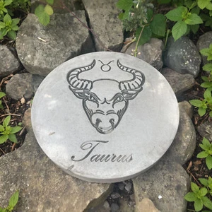 Stone Garden Ornament Zodiac Stepping Stone Taurus Outdoor Decor Gift Statue - Picture 1 of 1