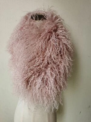 Pañuelo de piel de cordero mongol real cuello invierno cálido envolvente negro gris Foto 1 de 4