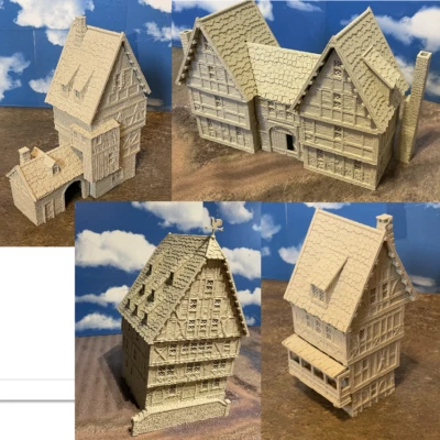 WARFAYRE Medieval House, Inn Tavern, Pony Inn, Town Hall Fantasy WW2 1/72