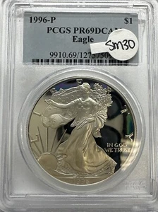 1996 P American Silver Eagle Proof PCGS PR69 DCAM SM30 SM-4 - Picture 1 of 4