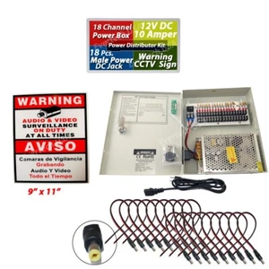 16 Channel 12V DC 10Amp Power Supply Distribution Box with DC Power Connectors - Picture 1 of 12