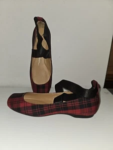 Jessica Simpson Ballet Flats, Size 8.5M Black Red Plaid, Straps, WAS $70 *NEW!* - Picture 1 of 6