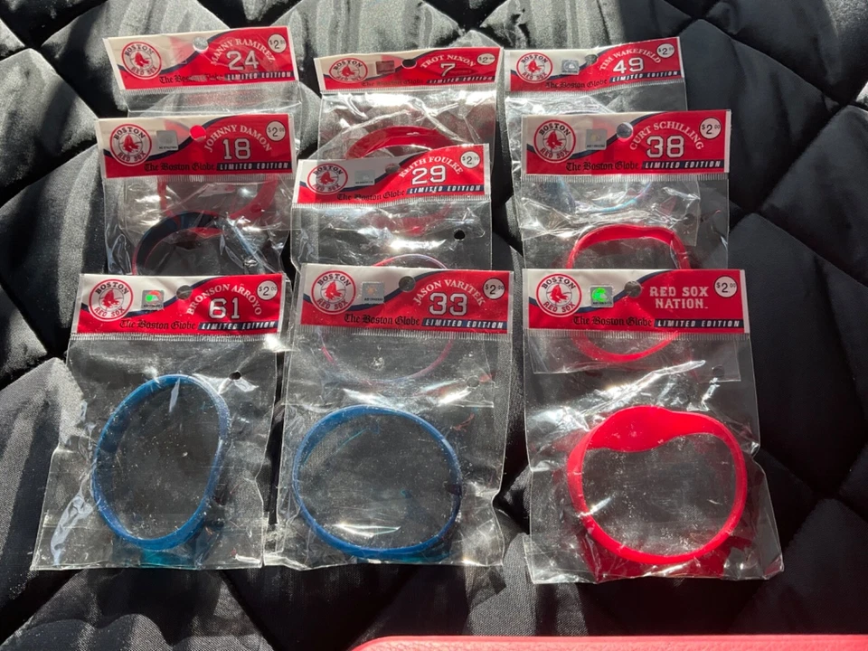9 件全新 Forever Collectibles 波士顿红袜乐队手链 Manny Ramirez 等 — 第 1/1 张图片
