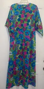 Vintage 50s 60s Psychedelic Psyche Kimono Dress caftan Hostess Mod Kaftan - Picture 1 of 8
