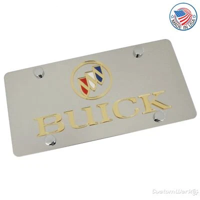 Buick Dual Logo License Plate (Gold on Chrome) - Image 1 of 4